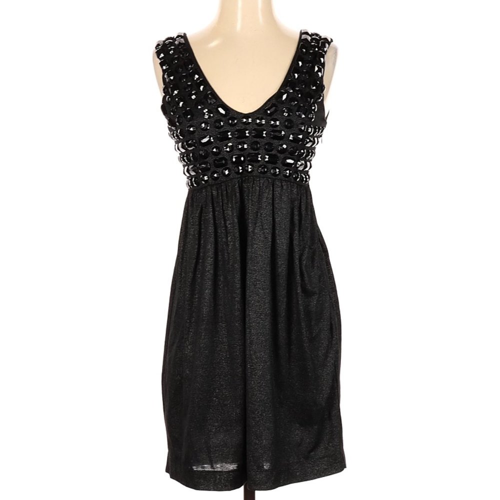 Kokomarina Cocktail Dress Black Sleeveless V-Neck Detail Sz S #550